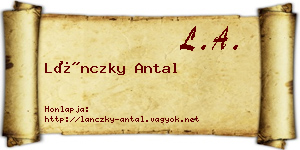 Lánczky Antal névjegykártya